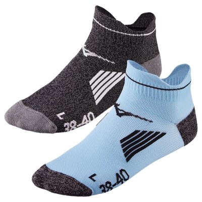 Calcetines Mizuno Active Training Mid 2P Hombre Negros / Azules - Chile M648KVHDGI